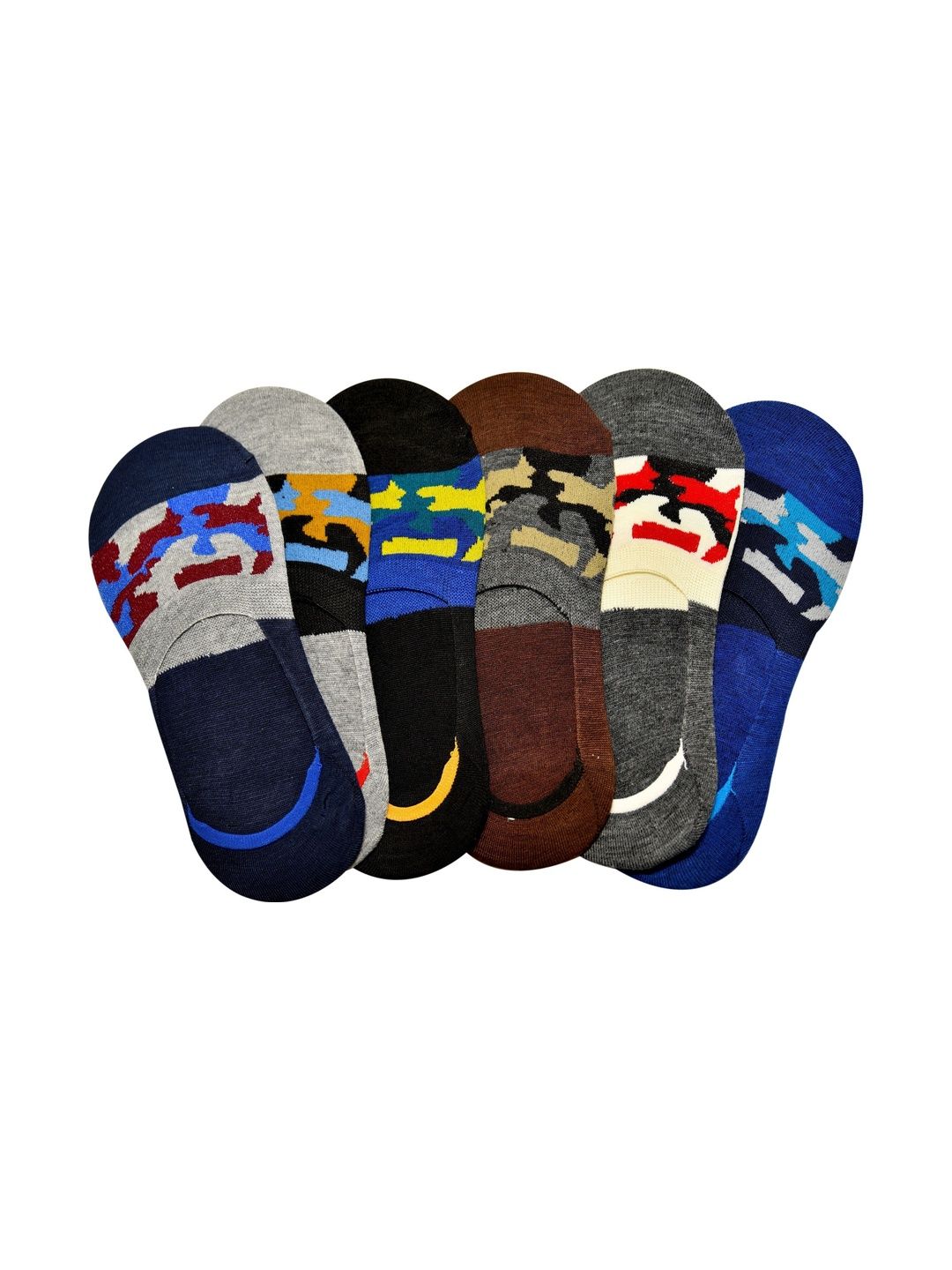 GARUN Unisex Pack of 6 Cotton Patterned Shoe Liners Socks
