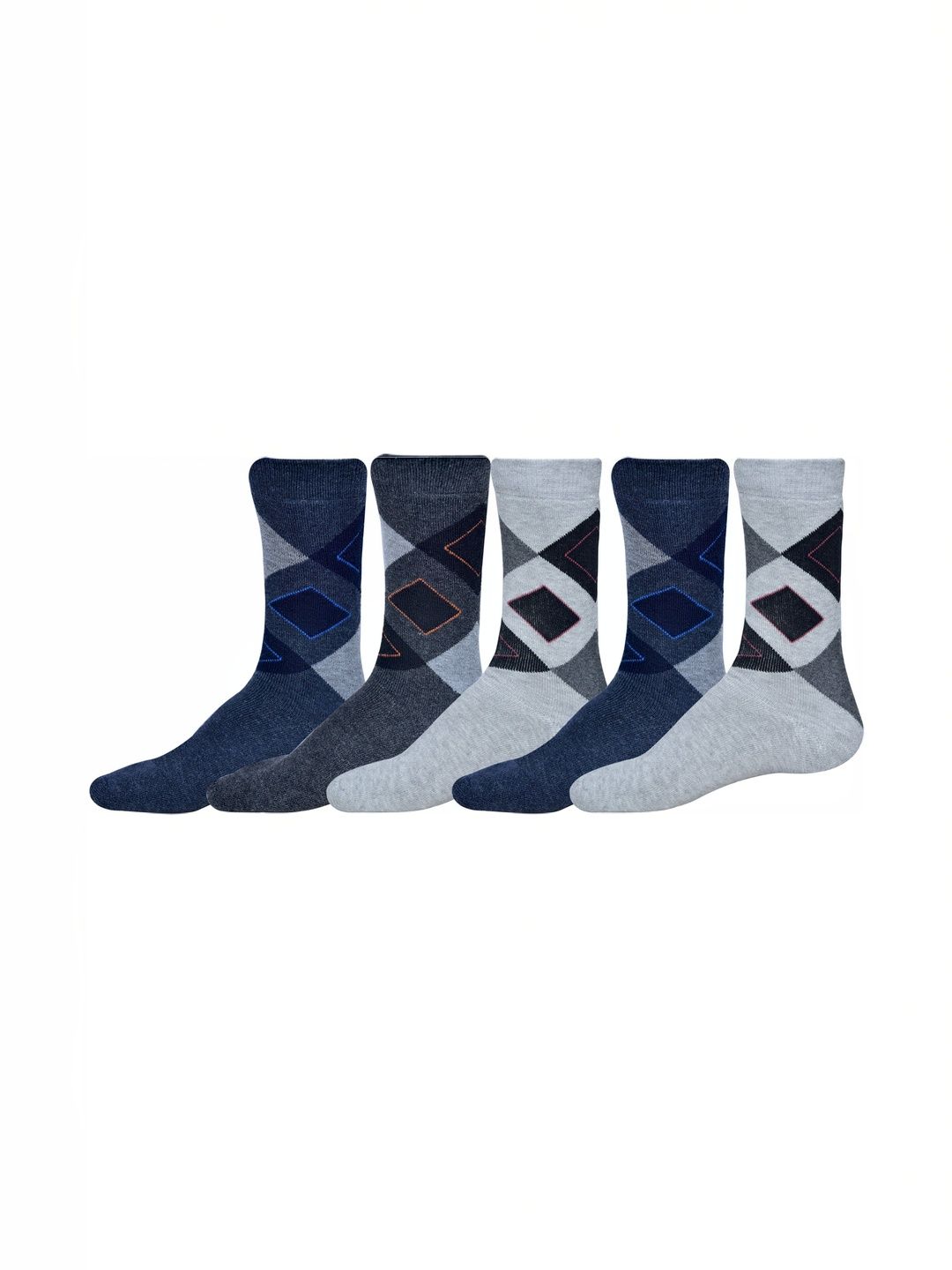 GARUN Men Pack of 5 Patterned Calf Length Socks