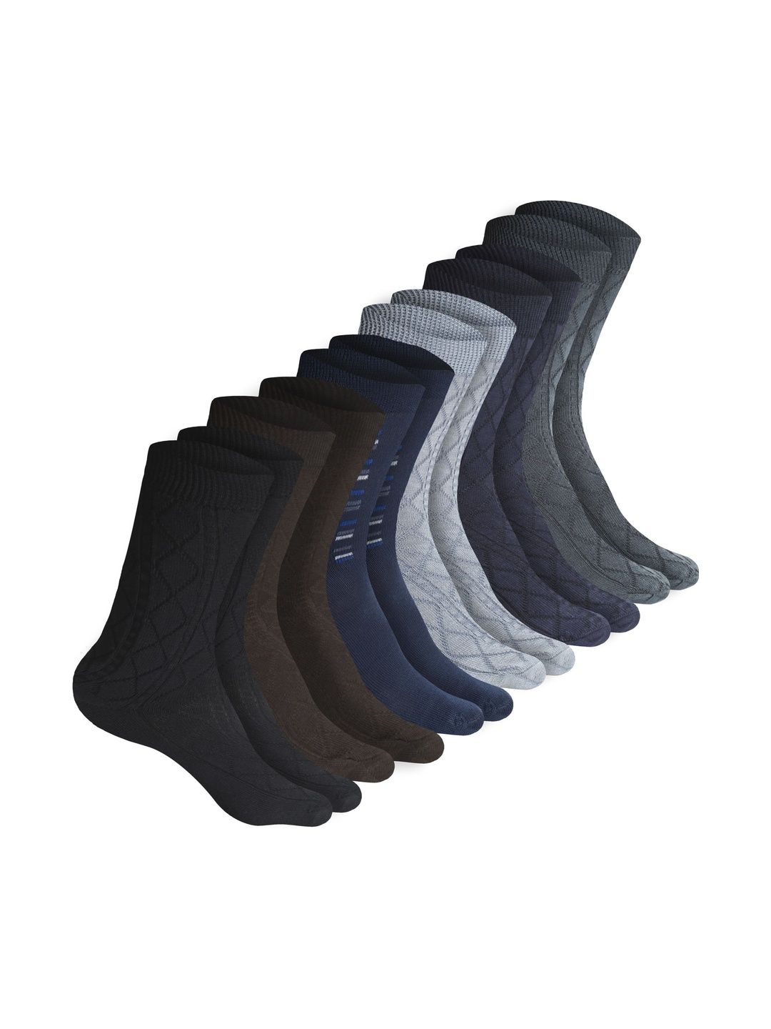 GARUN Men Pack of 5 Cotton Patterned Calf Length Socks