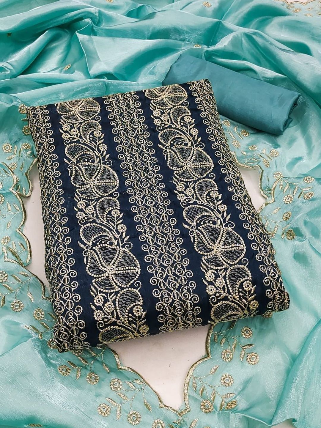 Rangtulika Ethnics Embroidered Unstitched Dress Material