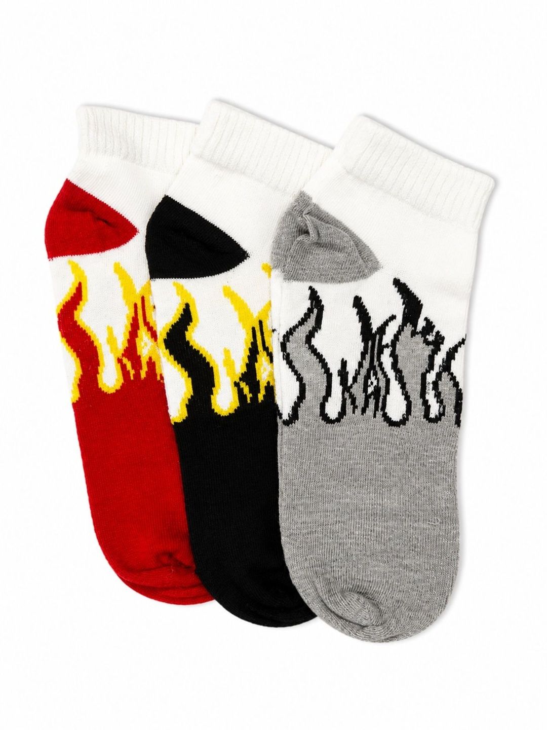 BEAR&BEYOND Men Pack of 3 Cotton Patterned Ankle Length Socks