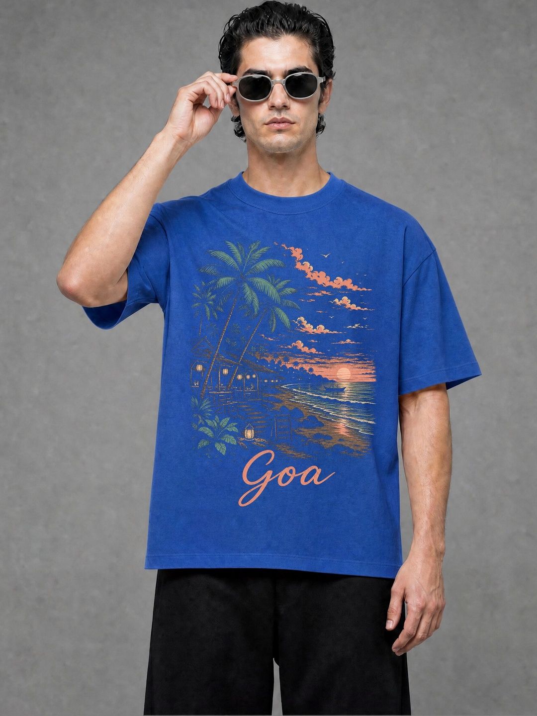FARDA Unisex Printed Drop-Shoulder Sleeves T-shirt