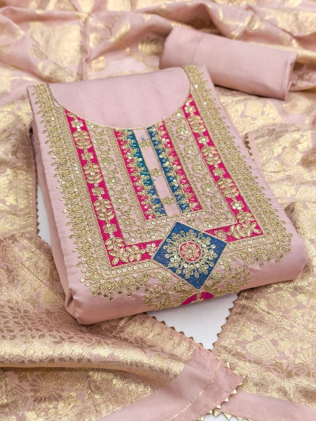 Rangtulika Ethnics Embroidered Unstitched Dress Material