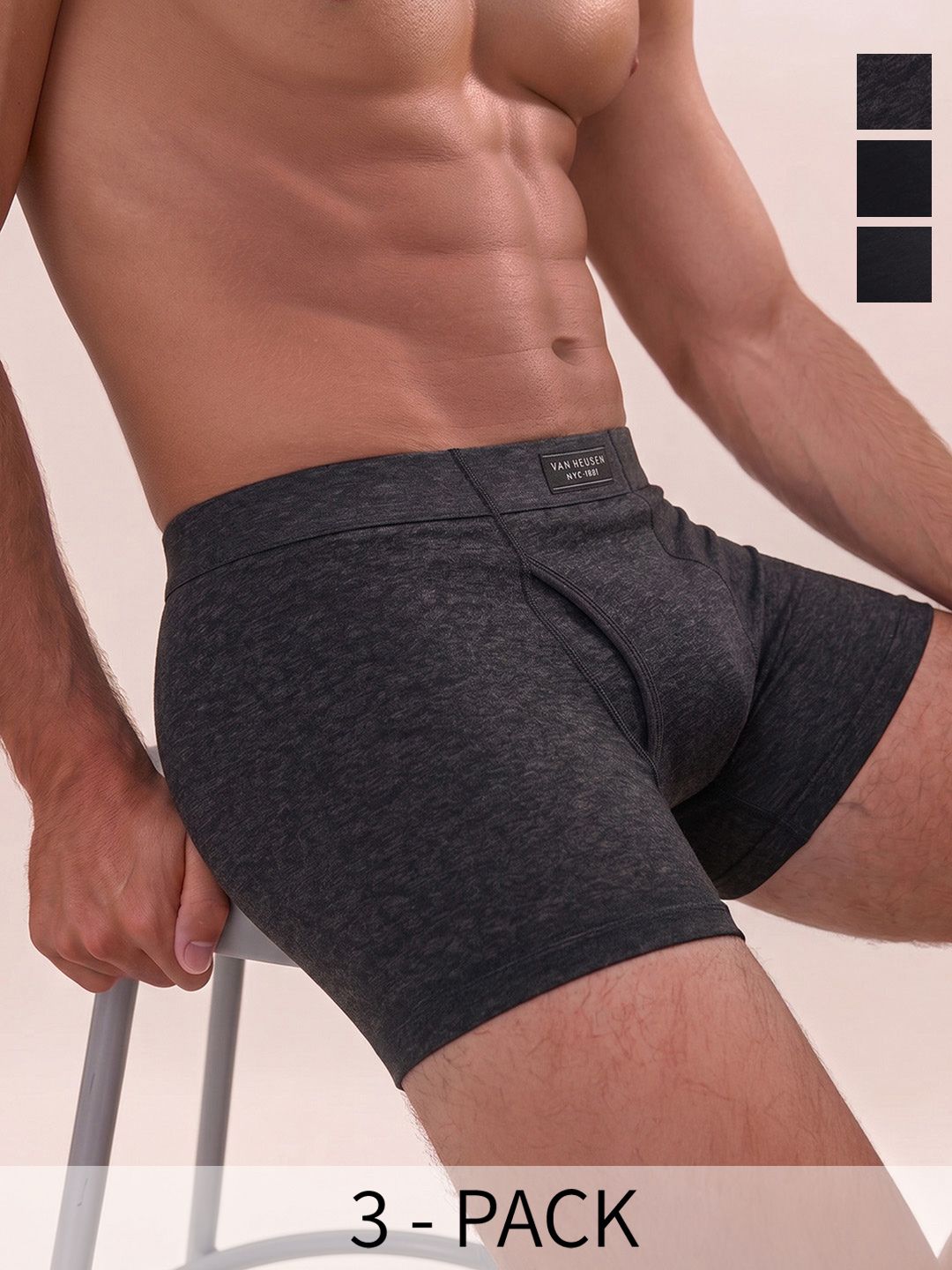 Van Heusen Innerwear Men Pack of 3 Antibacterial Colour Fresh Boxer Briefs