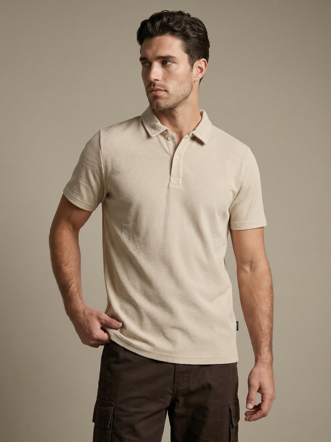 glitchez Textured Polo Collar T-shirt