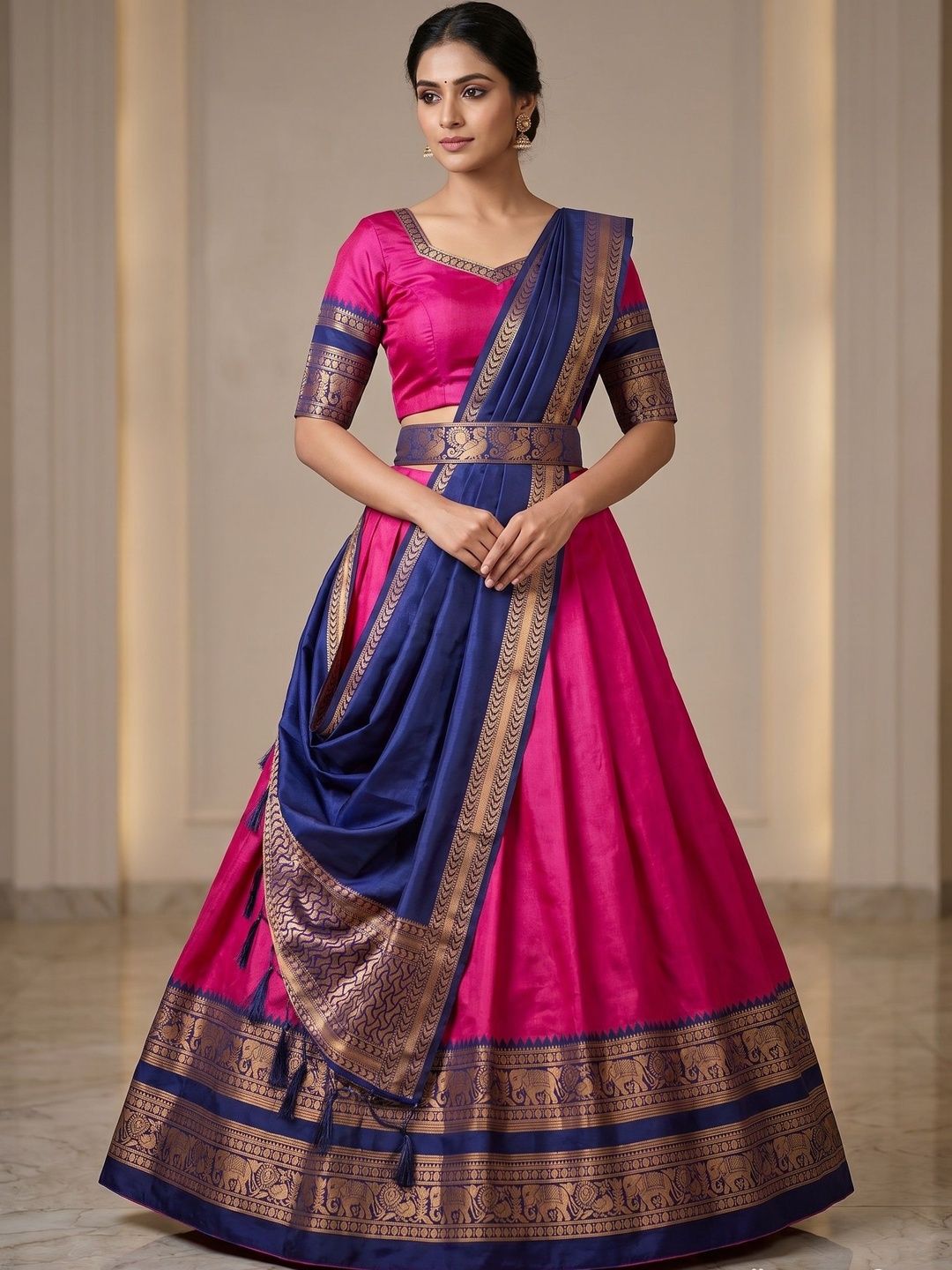 SHAVIDR ENTERPRISE Embroidered Block Print Ready to Wear Lehenga & Blouse With Dupatta
