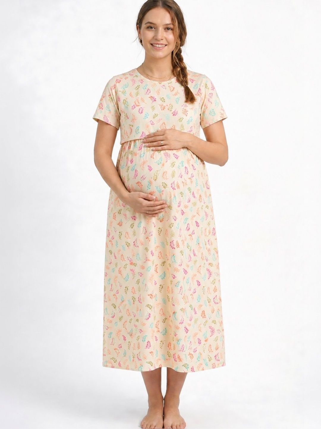 BAESD Women Printed Cotton Maternity Wear Dress