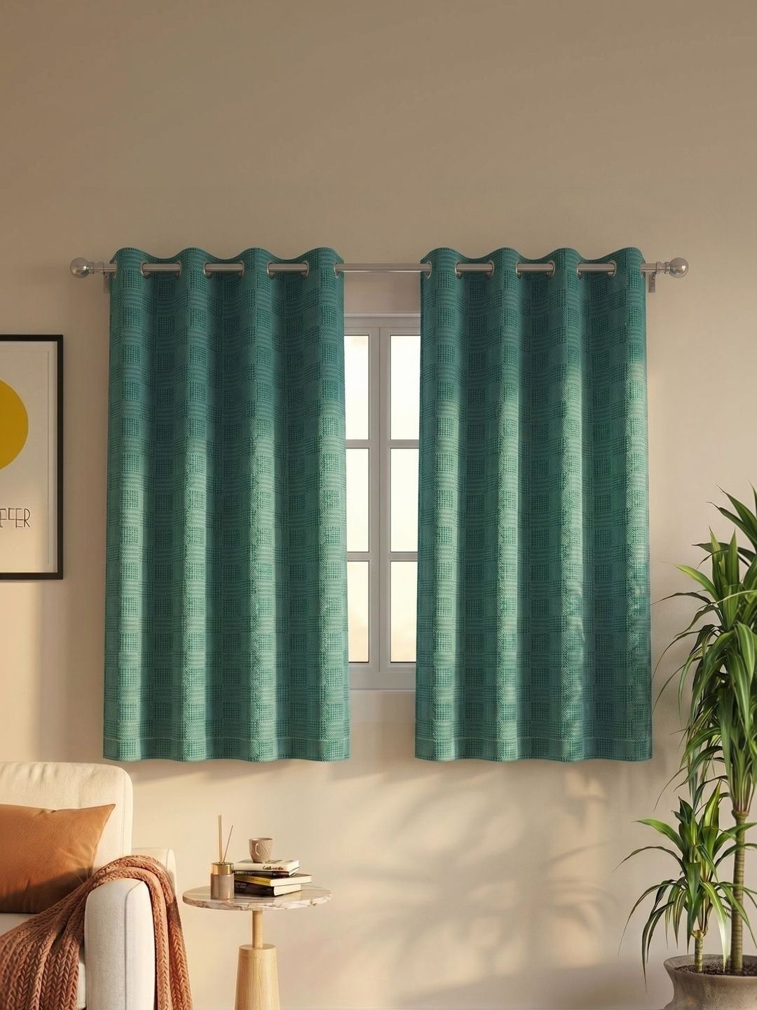 Saral Home Saral Home Green Set of 2 Room Darkening Curtains and Sheers