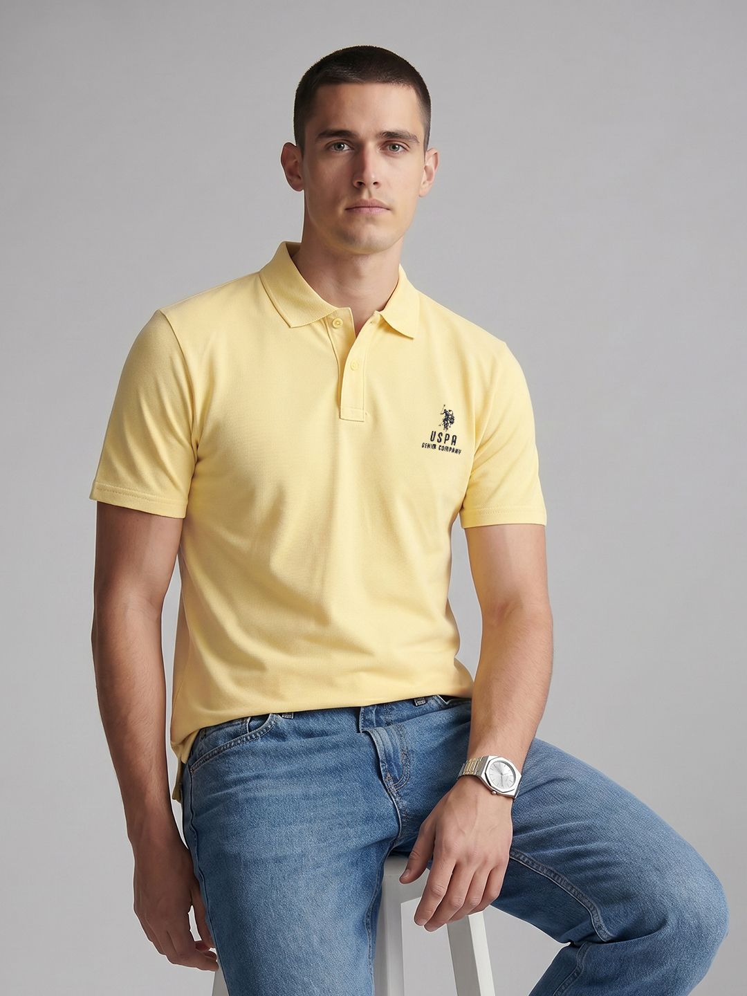 U.S. Polo Assn. Denim Co. Polo Collar Pure Cotton Slim Fit T-shirt