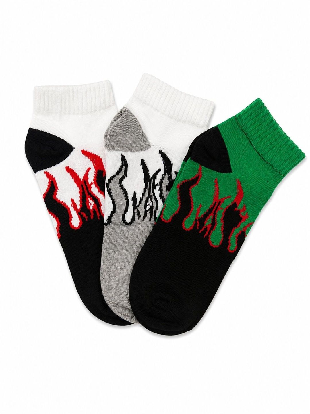 BEAR&BEYOND Men Pack of 3 Cotton Patterned Ankle Length Socks