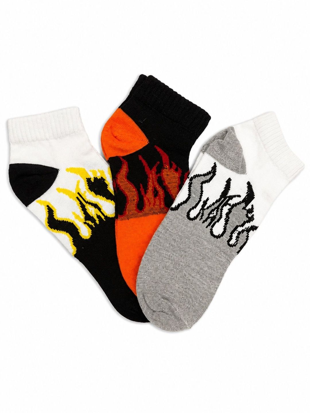 BEAR&BEYOND Men Pack of 3 Cotton Patterned Ankle Length Socks