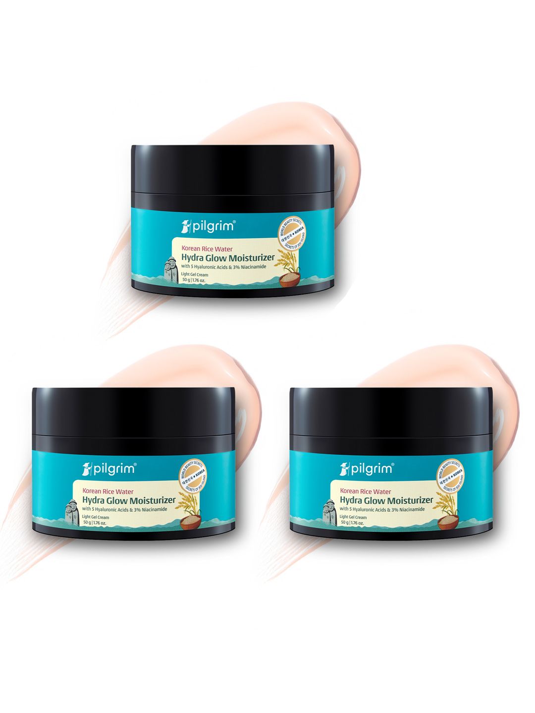 Set of 3 Light Gel Moisturizer Pilgrim Set Of 3 Korean Rice Water Hydra Glow Light Gel Moisturizer- 50 g Each