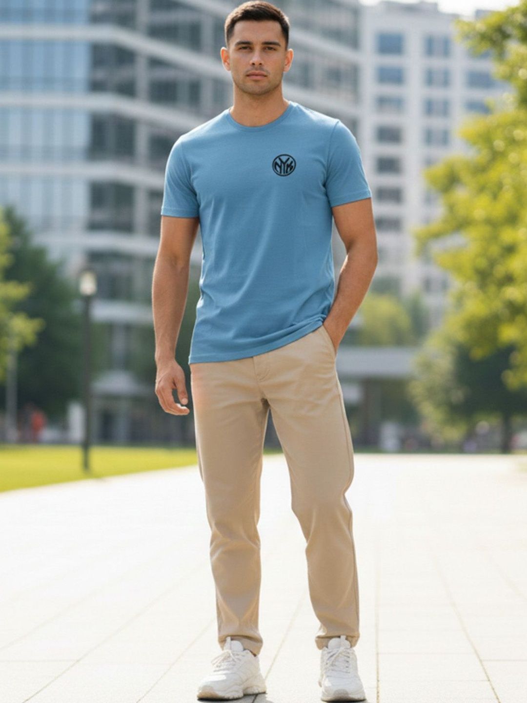 GENSTAR TRENDS Men Brand Logo Printed T-shirt