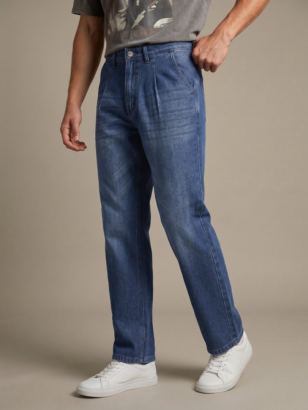 glitchez Men Pure Cotton Straight Fit Heavy Fade Jeans