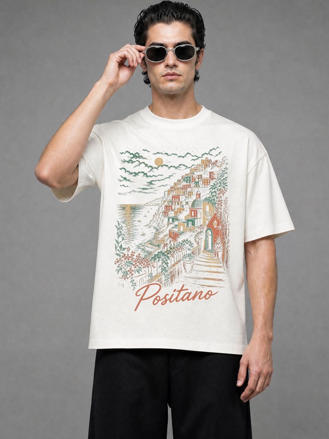 FARDA Unisex Printed Drop-Shoulder Sleeves T-shirt