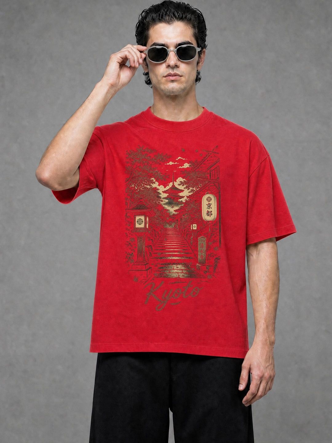 FARDA Unisex Printed Drop-Shoulder Sleeves T-shirt
