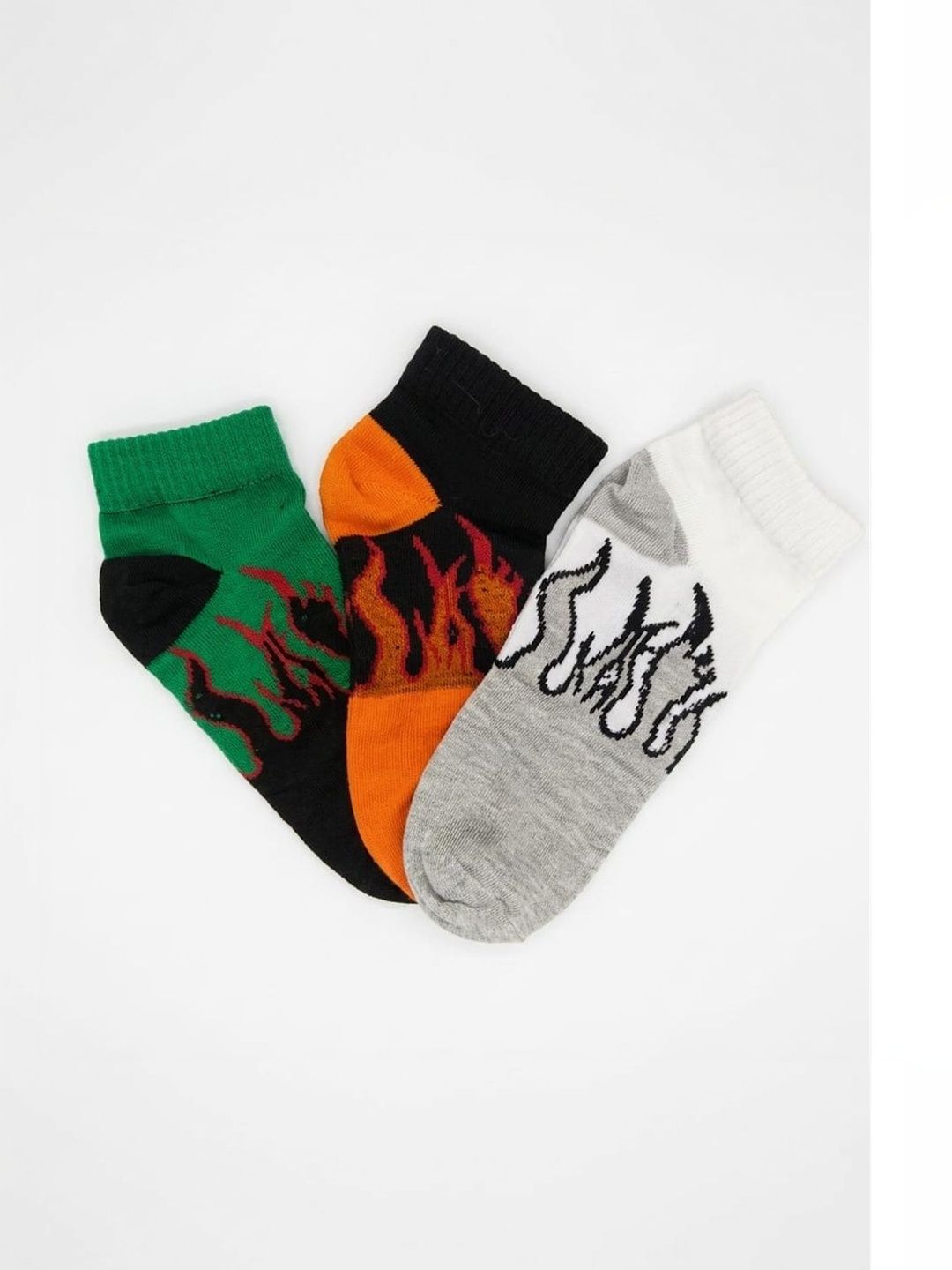 BEAR&BEYOND Men Pack of 3 Cotton Patterned Ankle Length Socks