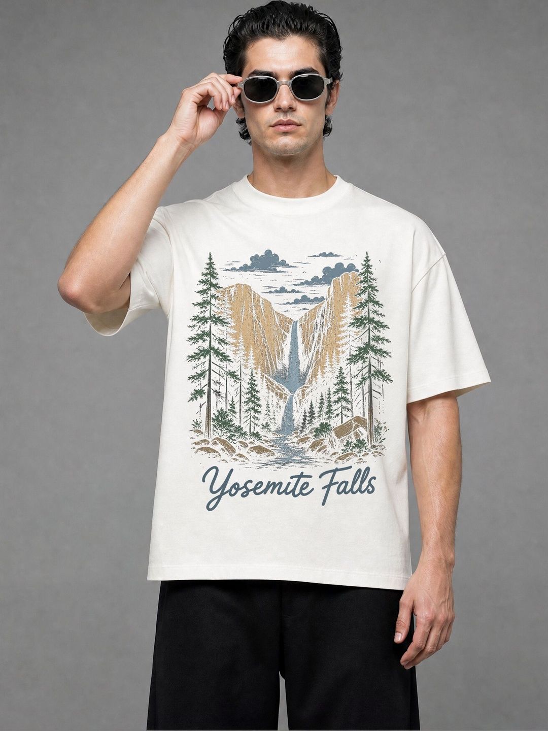 FARDA Unisex Printed Drop-Shoulder Sleeves T-shirt