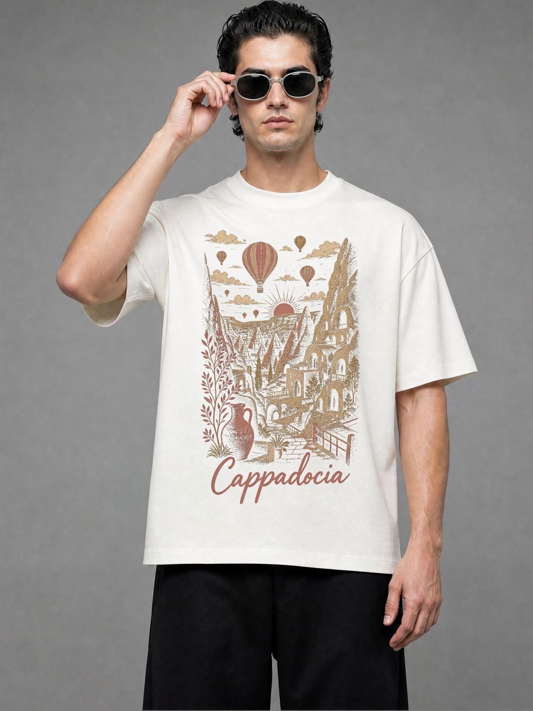 FARDA Unisex Printed Drop-Shoulder Sleeves T-shirt