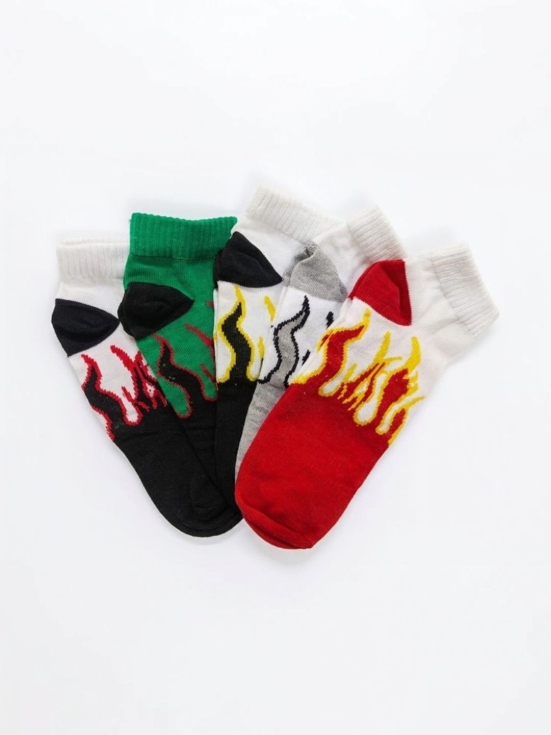 BEAR&BEYOND Men Pack of 5 Cotton Patterned Ankle Length Socks