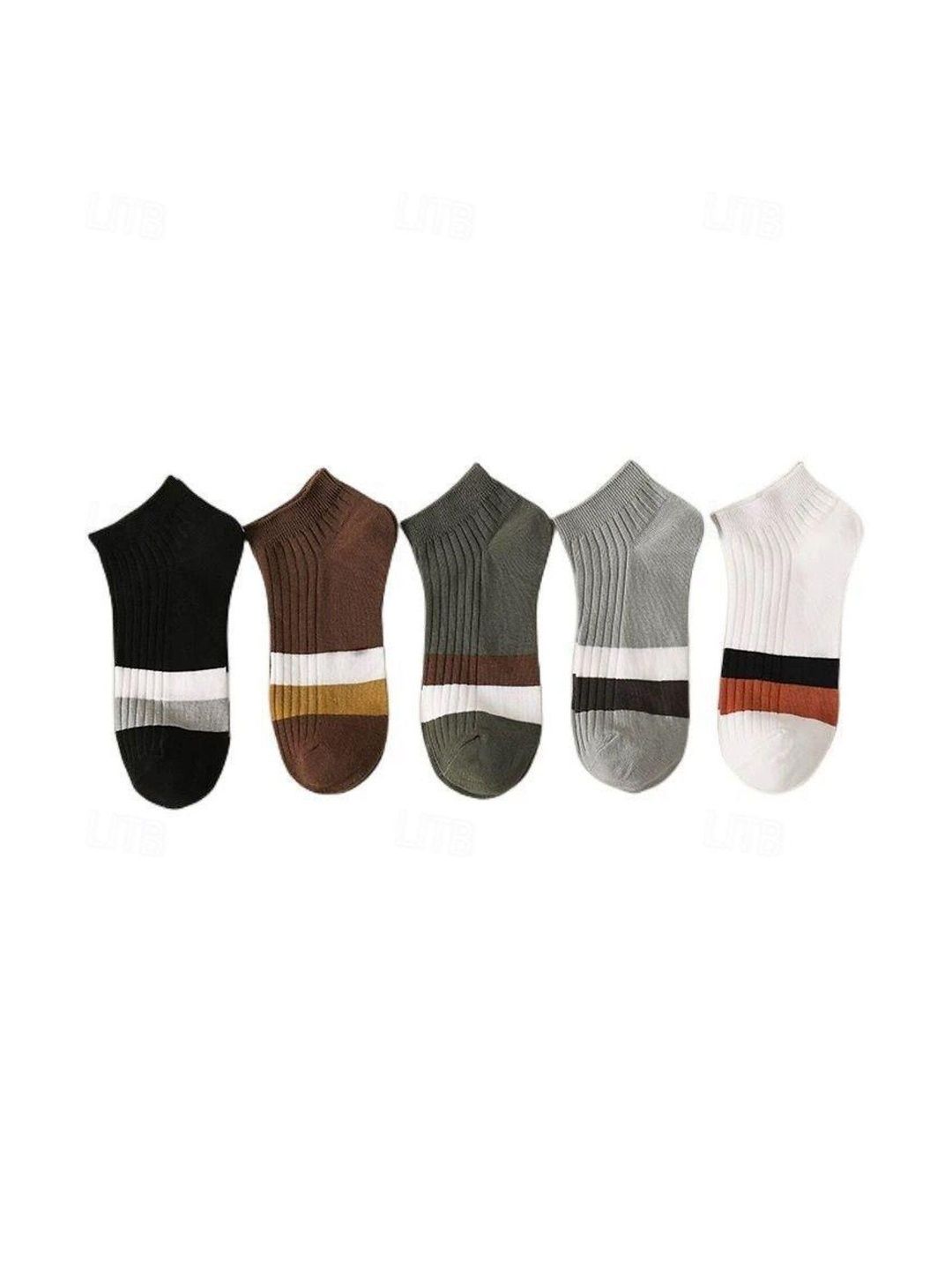 MERCEHIVE Men Pack of 5 Cotton Striped Ankle Length Socks