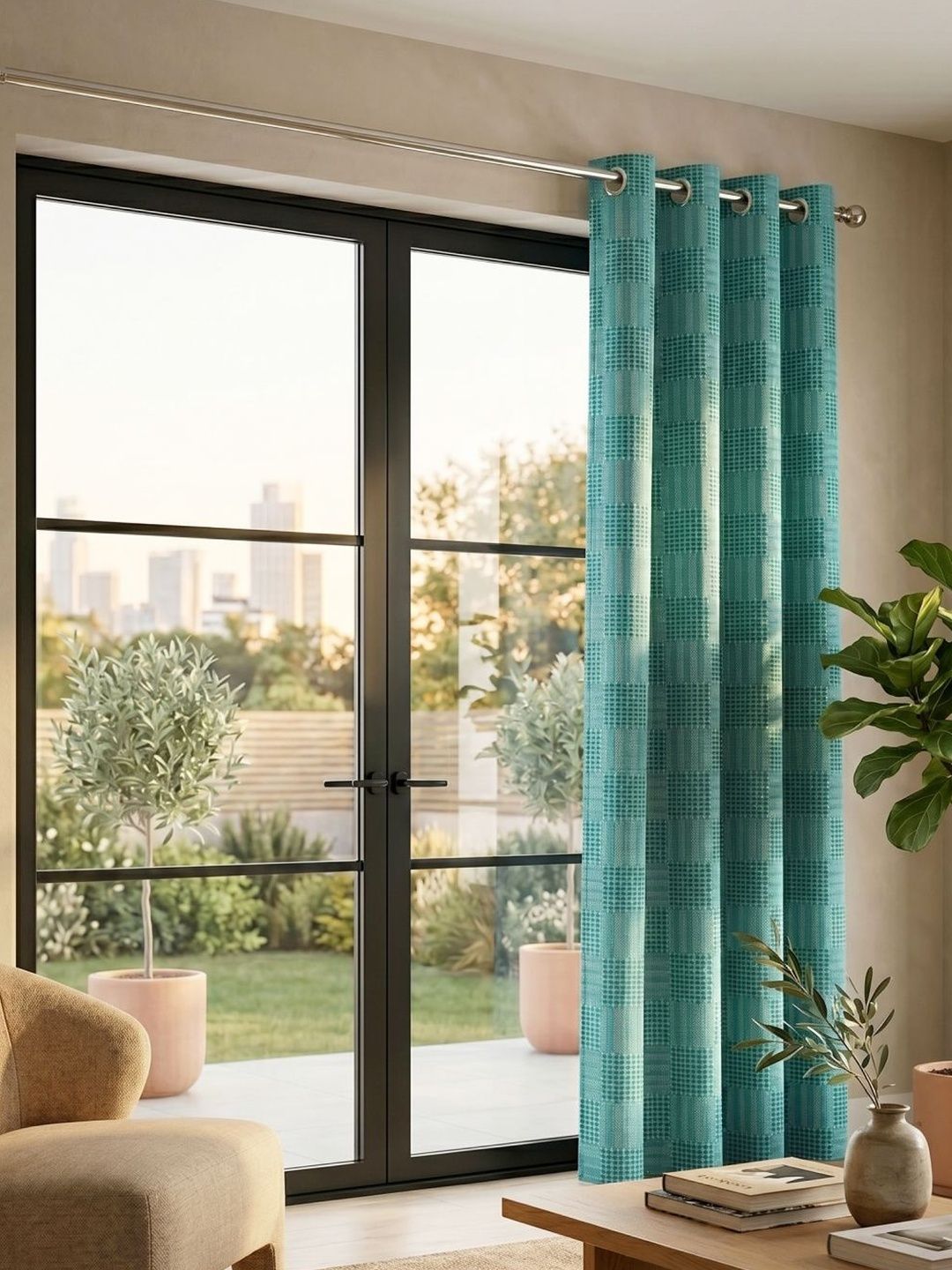 Saral Home Green Room Darkening Curtains and Sheers