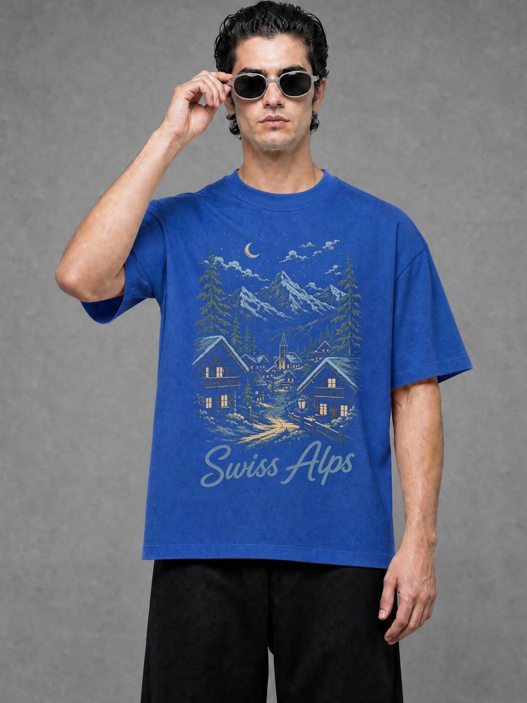 FARDA Unisex Printed Drop-Shoulder Sleeves T-shirt