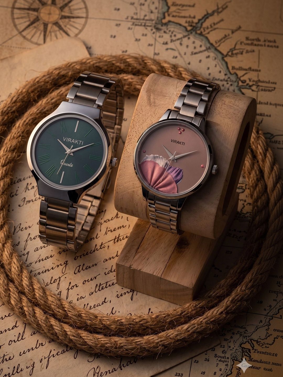 VIRAKTI Women Dial & Bracelet Style Straps Analogue Watch SAT-03-GREEN-H-33-PINK-COMBO VIR1