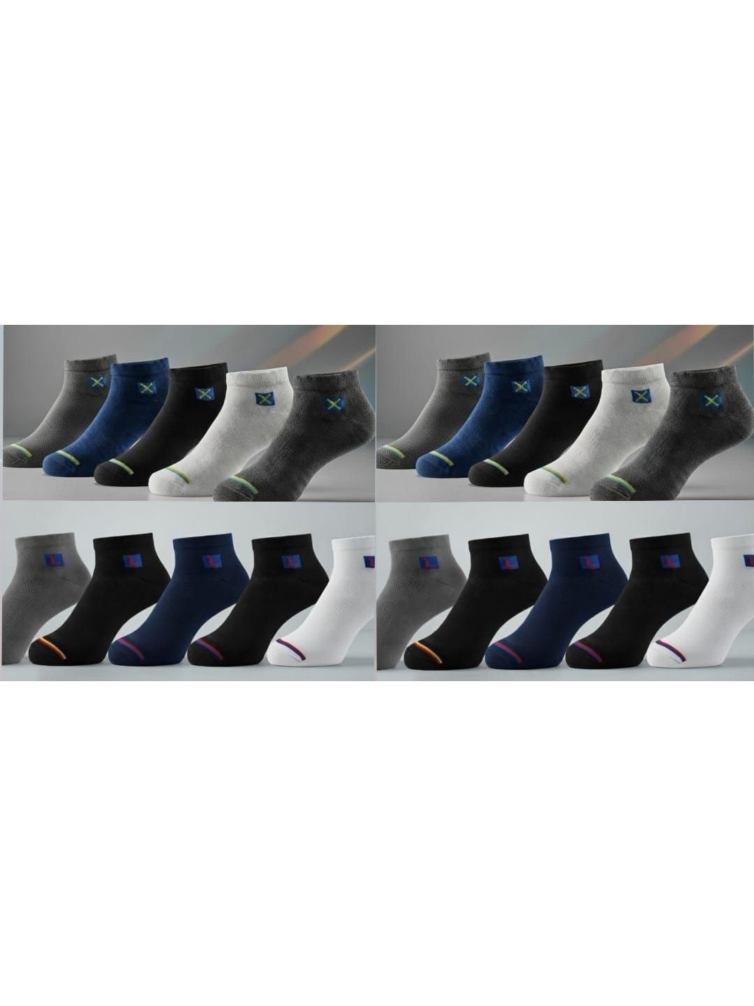GARUN Men Pack of 10 Cotton Colourblocked Ankle Length Socks