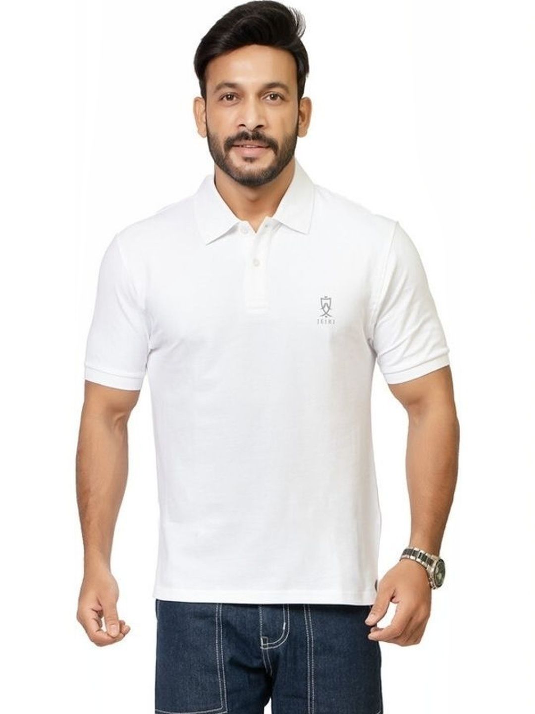 JEIRI Men Brand Logo Polo Collar T-shirt
