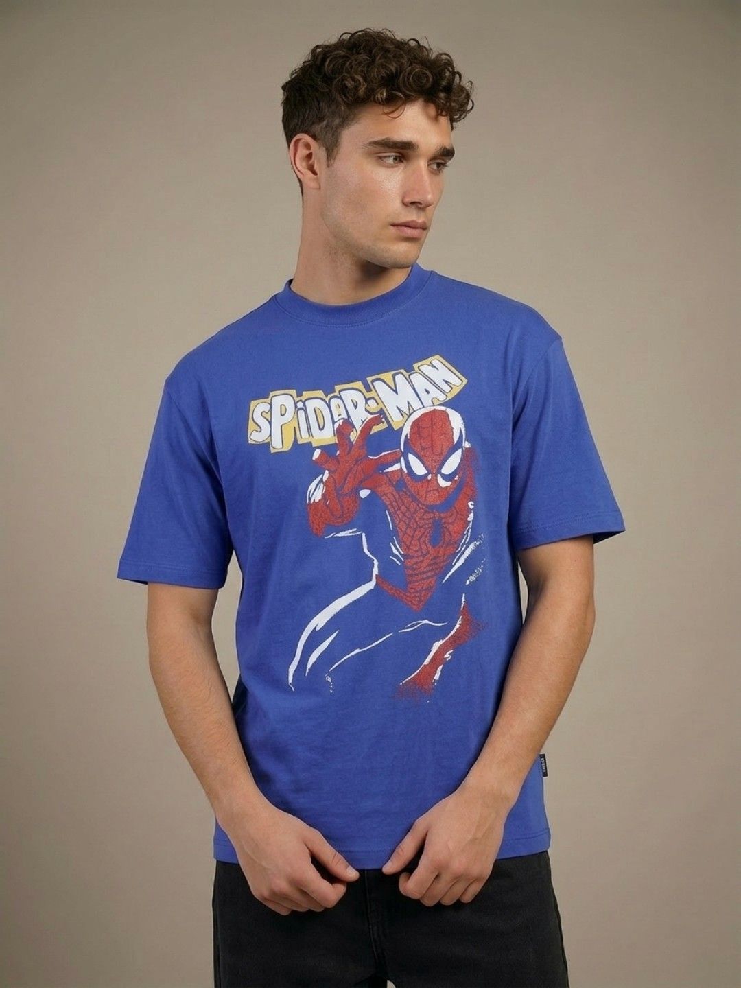 glitchez Relaxed Fit Spider Man Printed T-shirt