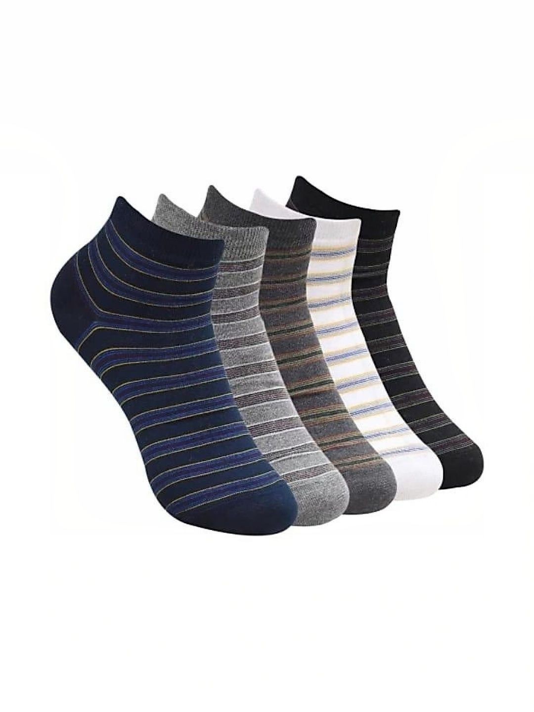 GARUN Men Pack of 5 Cotton Striped Ankle Length Socks