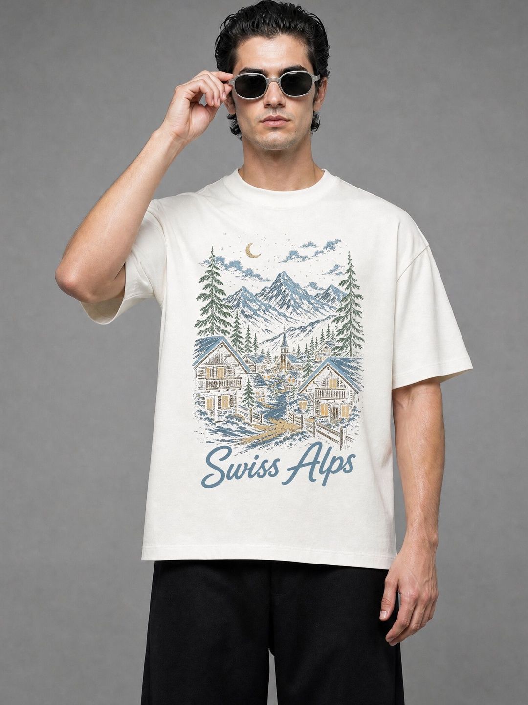 FARDA Unisex Printed Drop-Shoulder Sleeves T-shirt