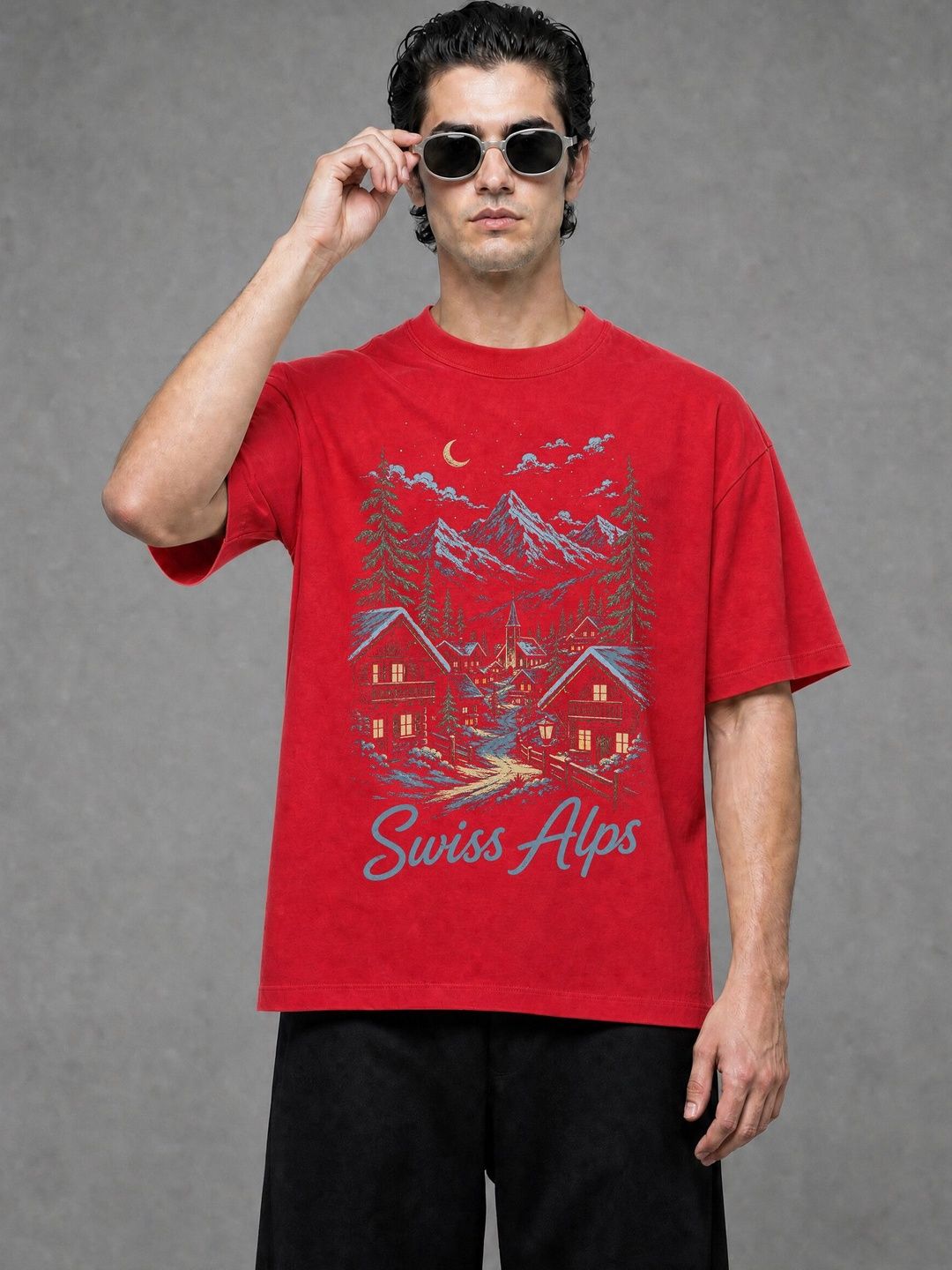 FARDA Unisex Printed Drop-Shoulder Sleeves T-shirt