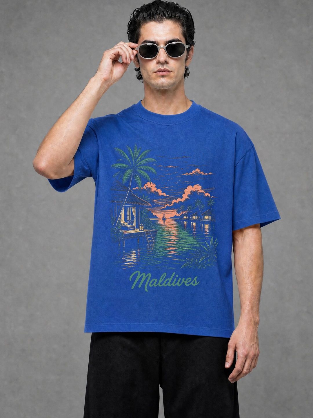 FARDA Unisex Printed Drop-Shoulder Sleeves T-shirt