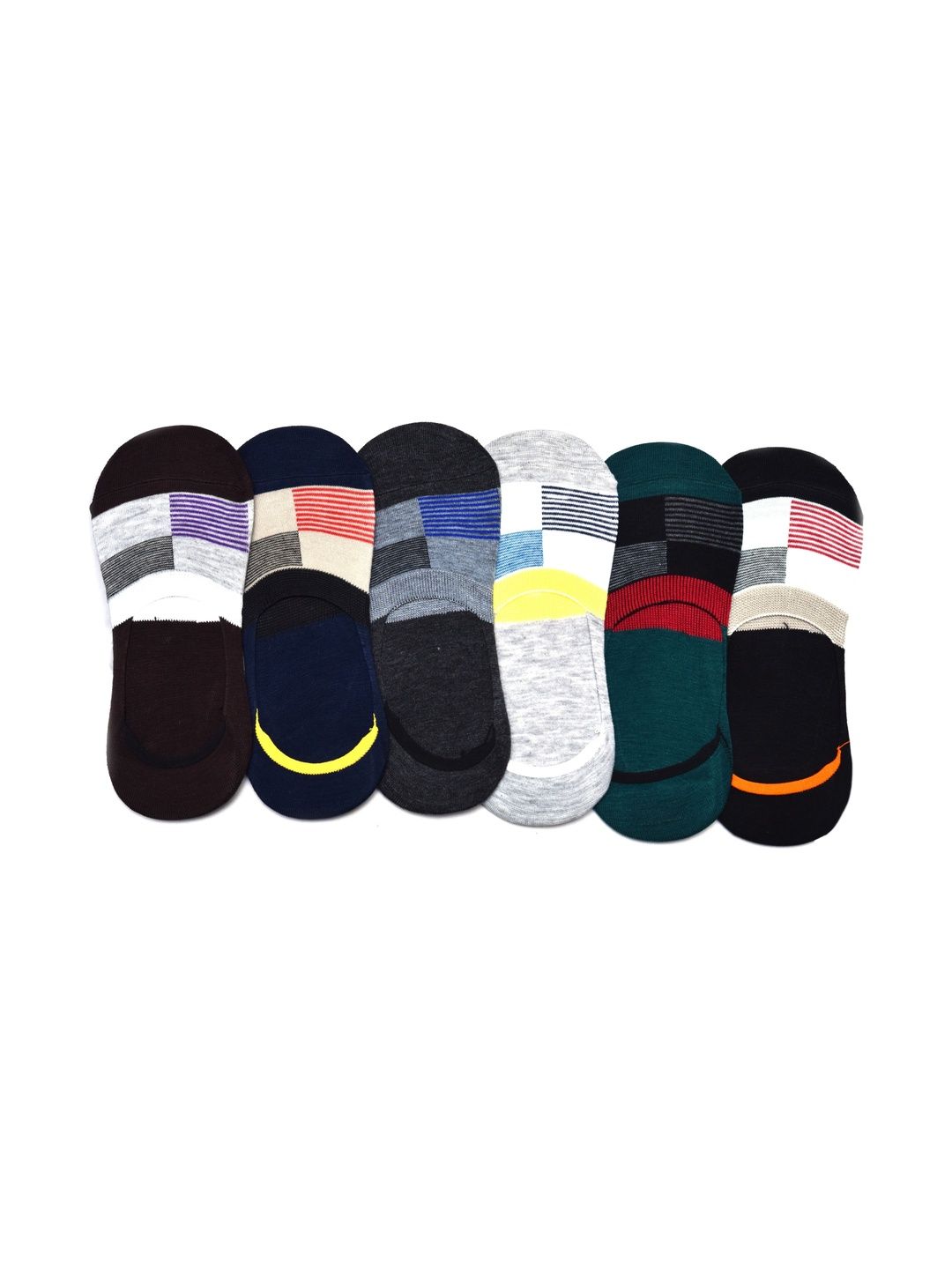 GARUN Men Pack of 6 Cotton Patterned Shoe Liners Socks