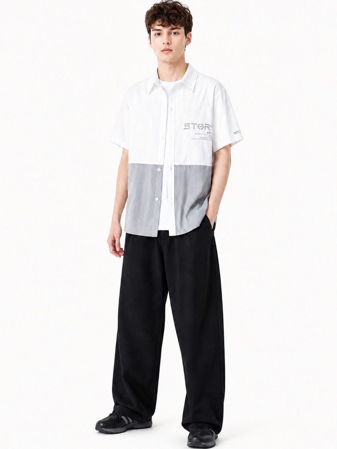 Suo Men Colourblocked Casual Shirt