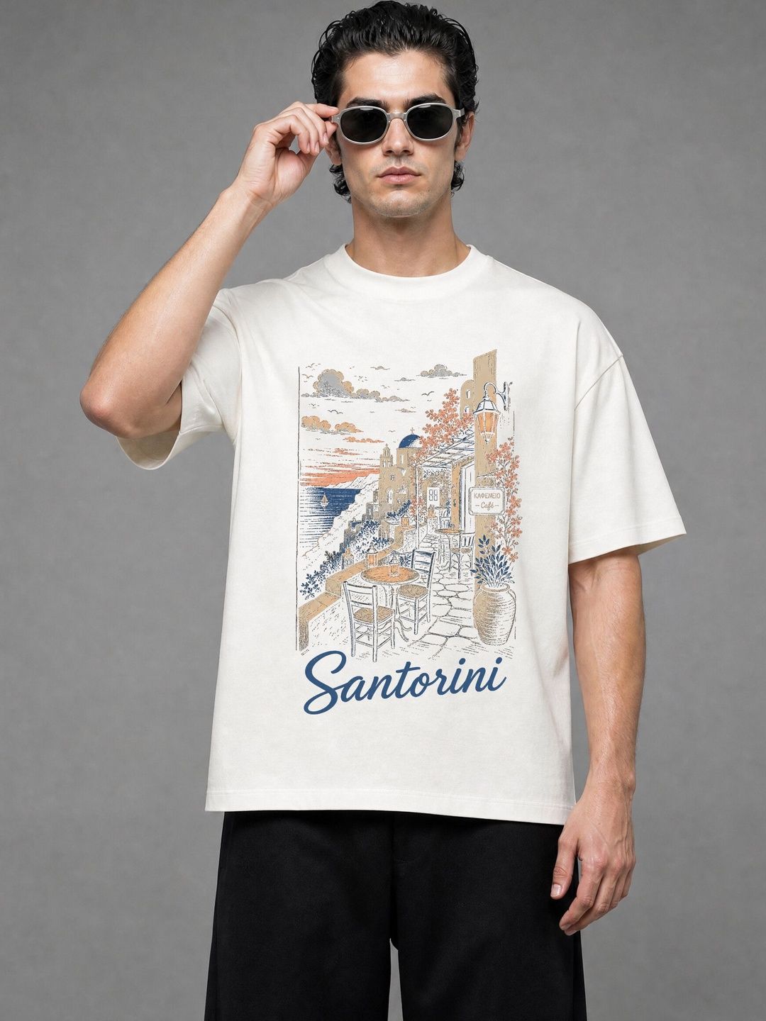 FARDA Unisex Printed Drop-Shoulder Sleeves T-shirt