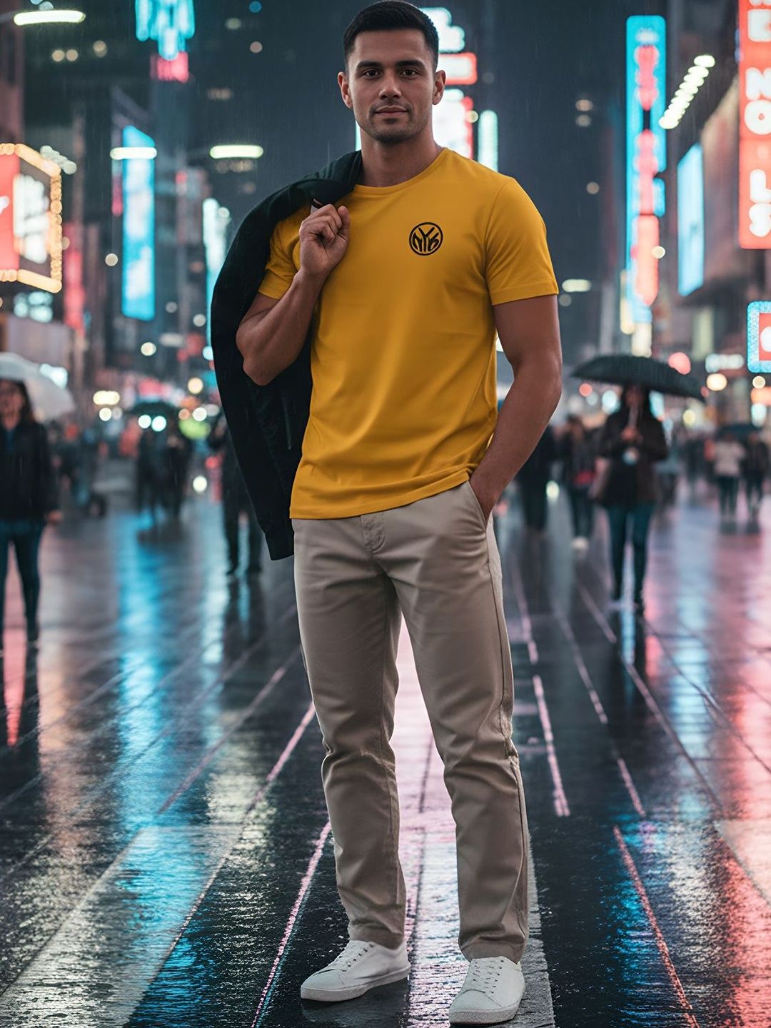 GENSTAR TRENDS Men Brand Logo Printed T-shirt