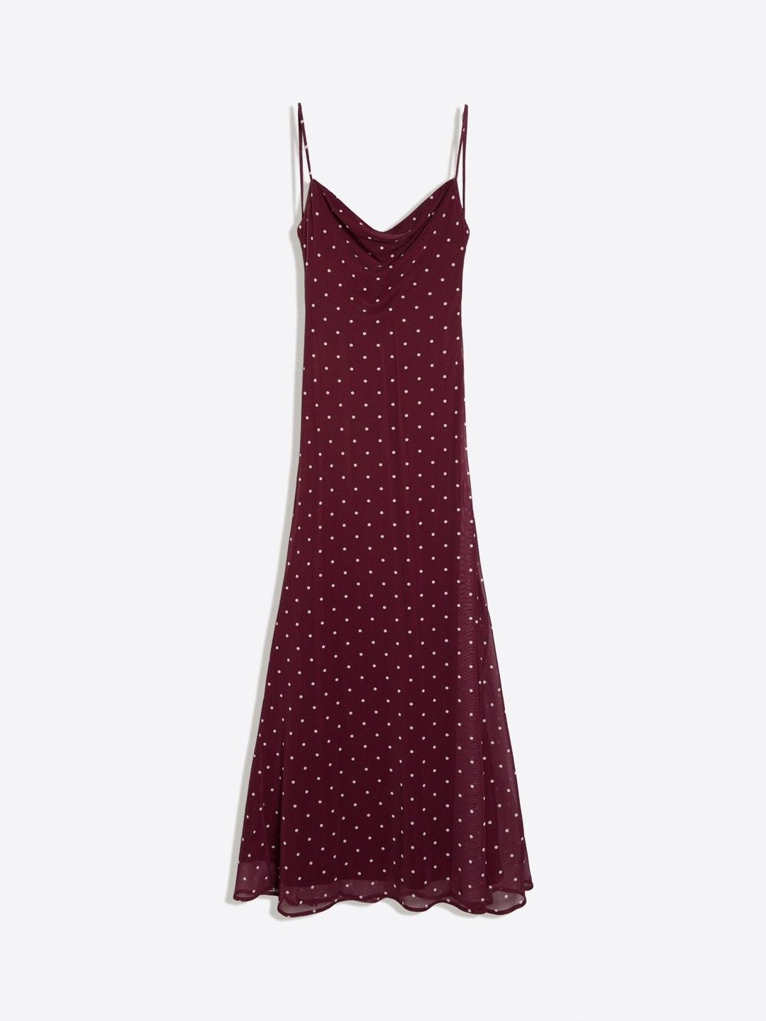 Polka Dot Printed Cowl Neck Maxi Dress