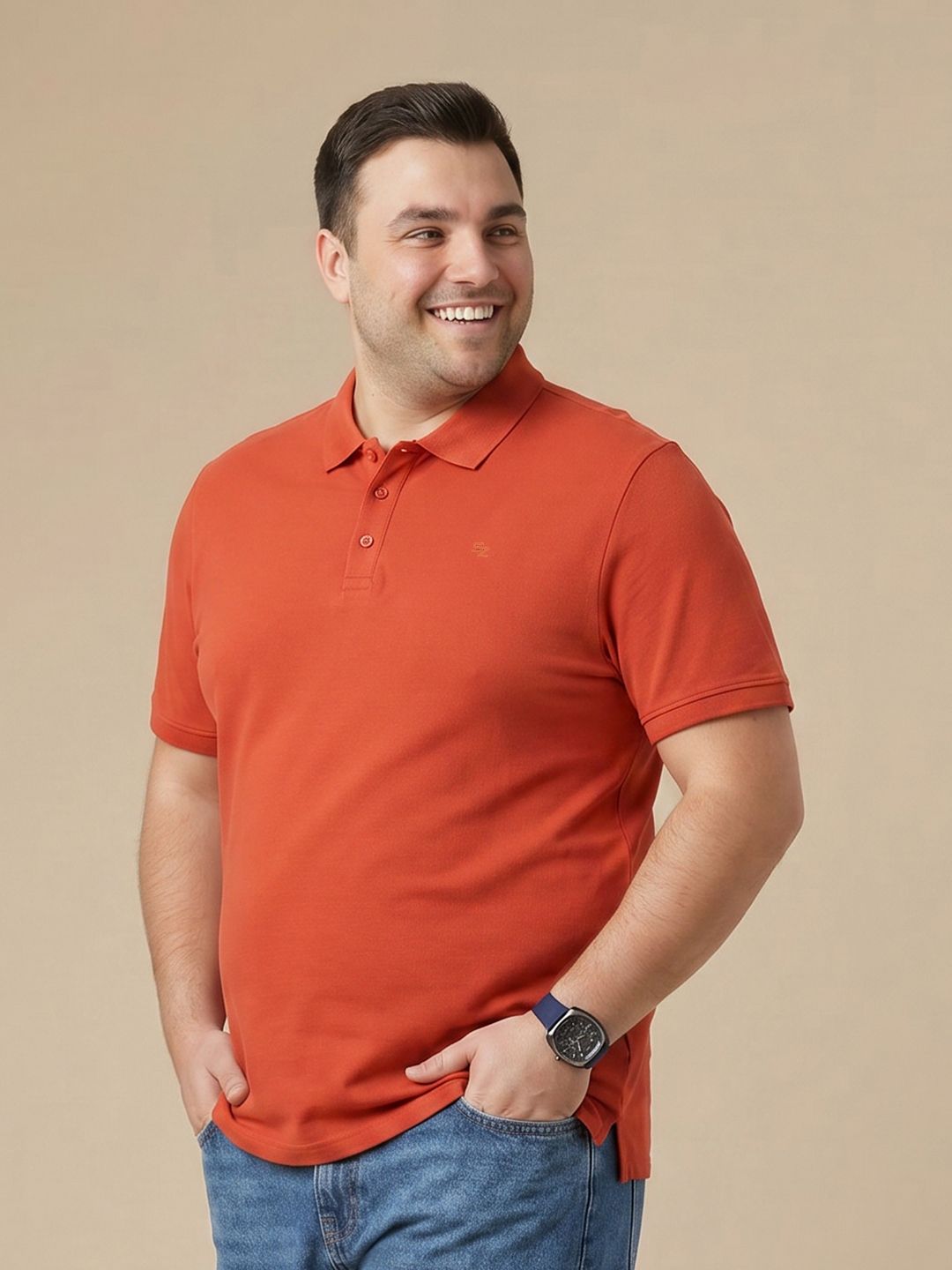 Sztori Plus Size Polo Collar Pure Cotton T-shirt