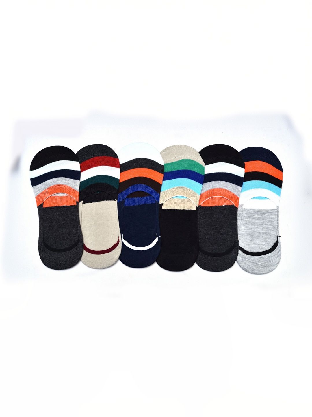 GARUN Men Pack of 6 Cotton Colourblocked Shoe Liners Socks