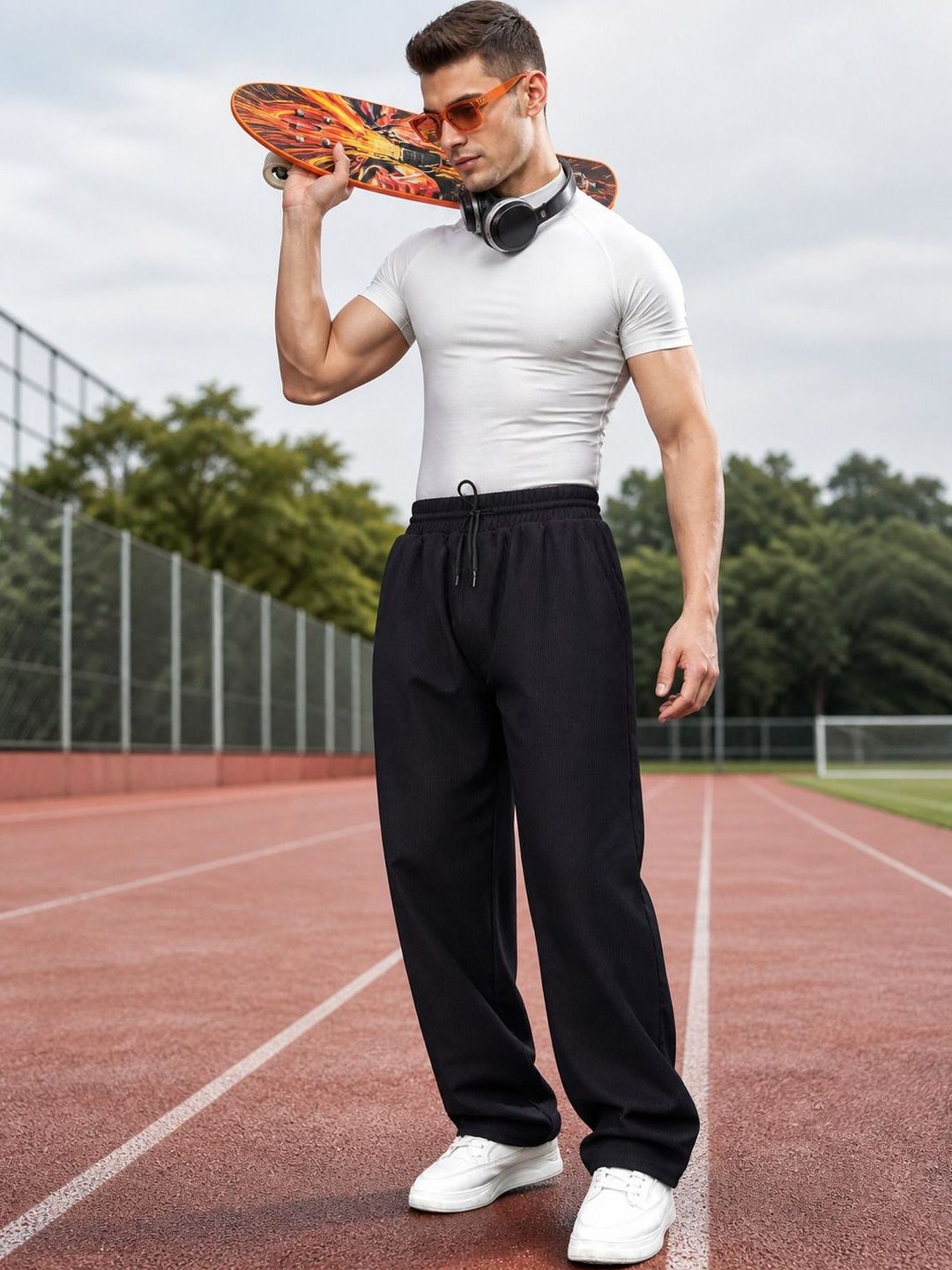 SZN Men Regular Fit Textured Training Track Pants