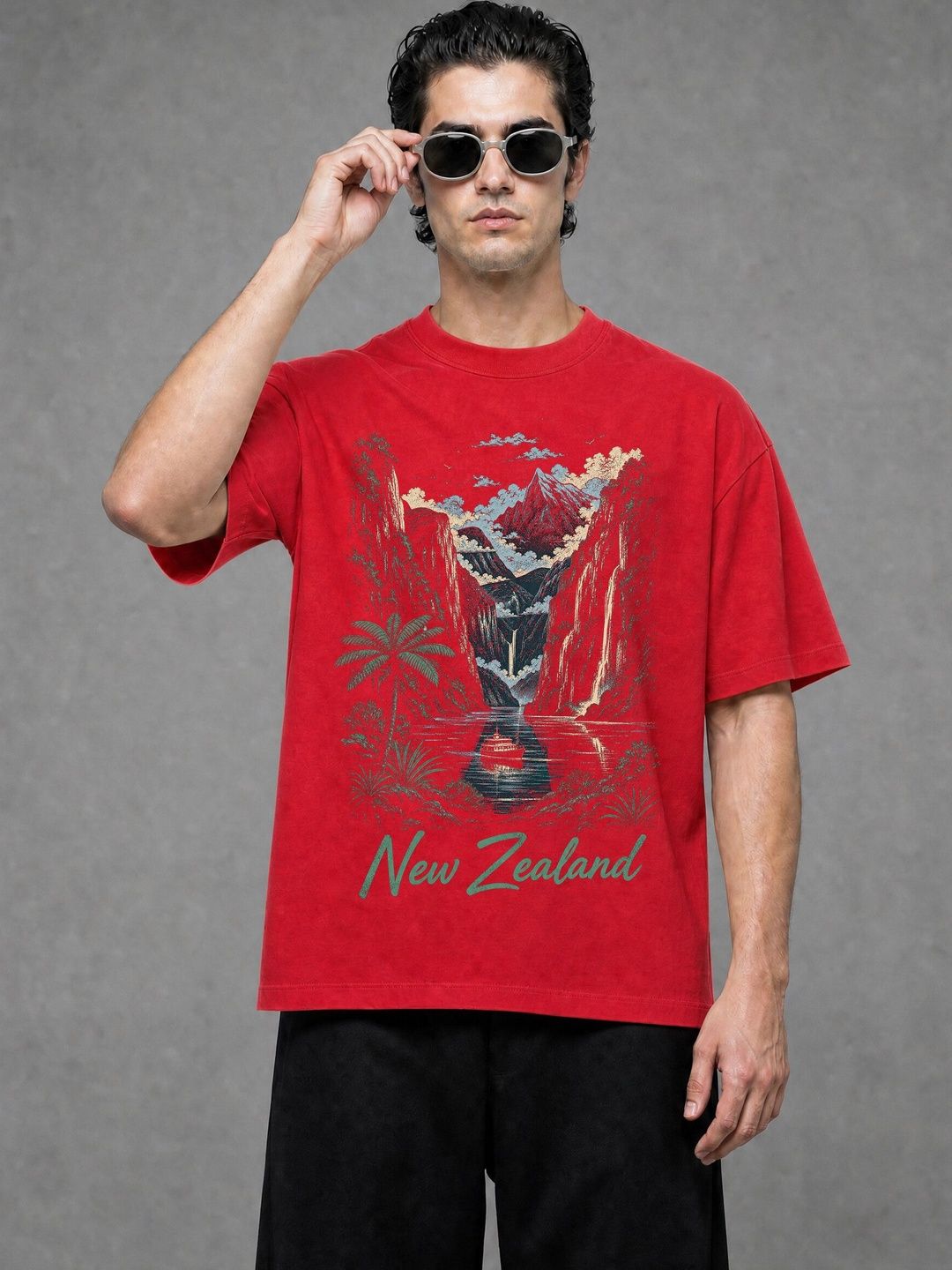 FARDA Unisex Printed Drop-Shoulder Sleeves T-shirt
