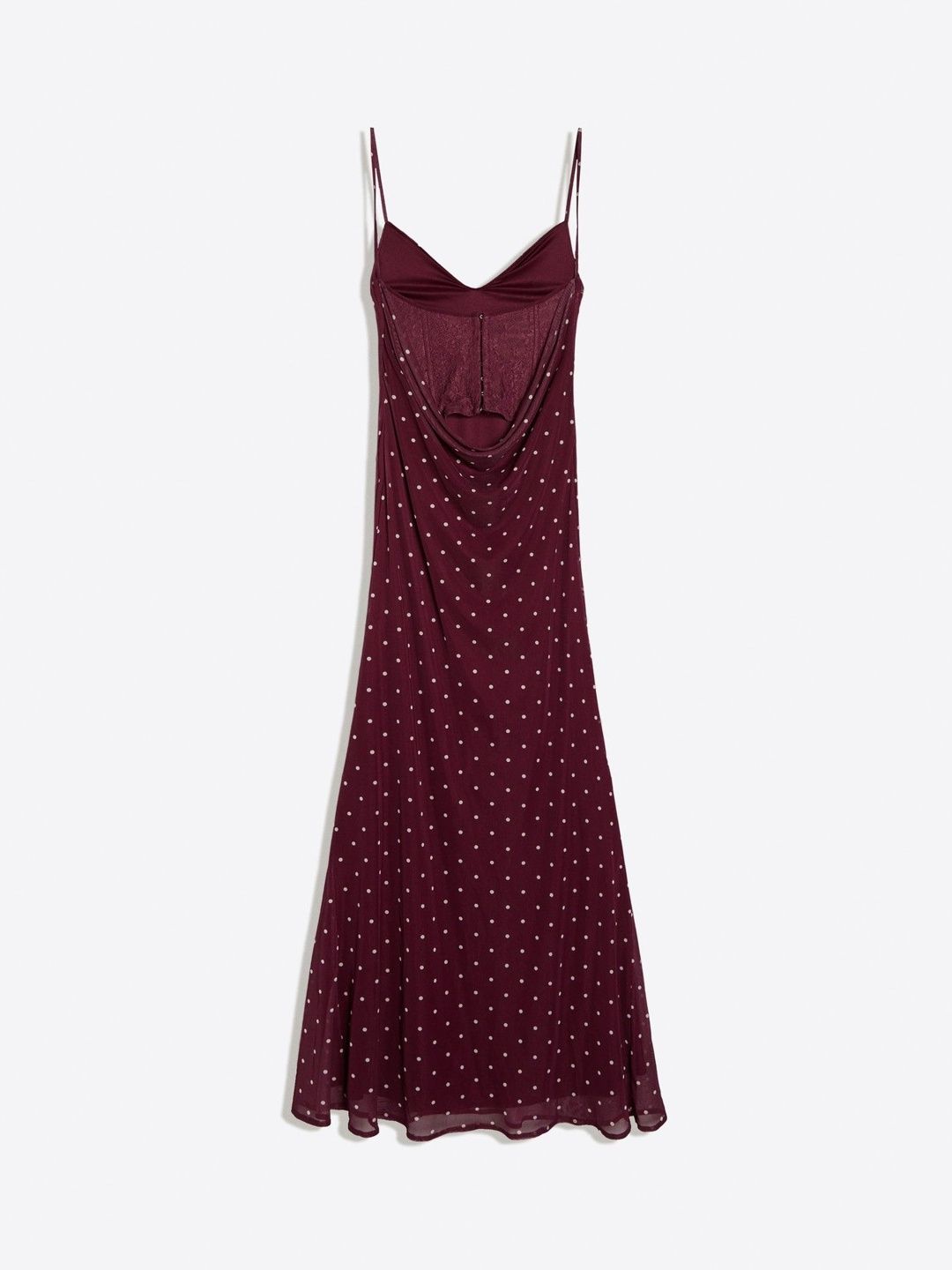 Polka Dot Printed Cowl Neck Maxi Dress