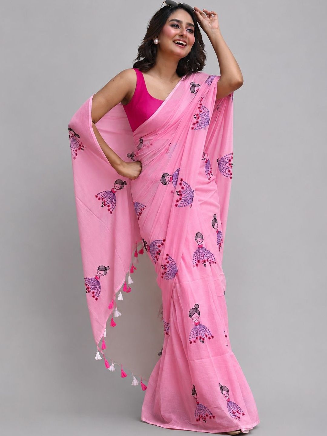 ACHOL Embroidered Pure Cotton Saree