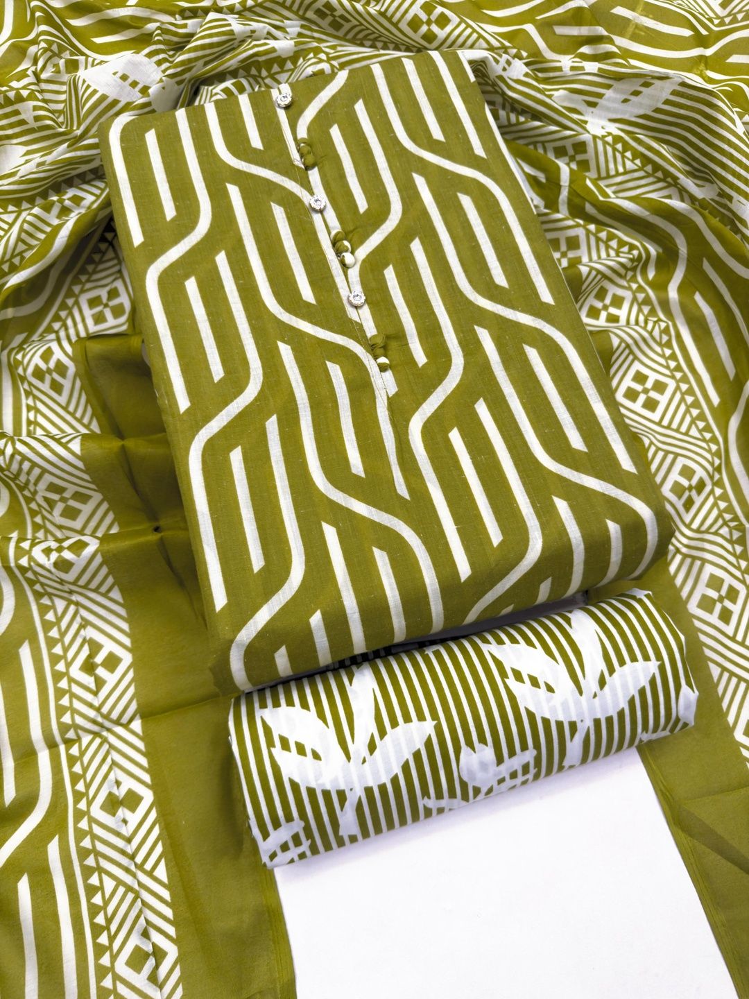 CLEMIRA Printed Pure Cotton Unstitched Dress Material