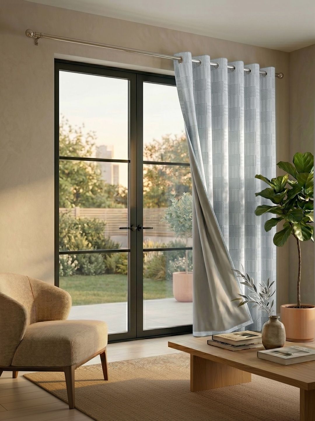 Saral Home Grey Black Out Curtains and Sheers
