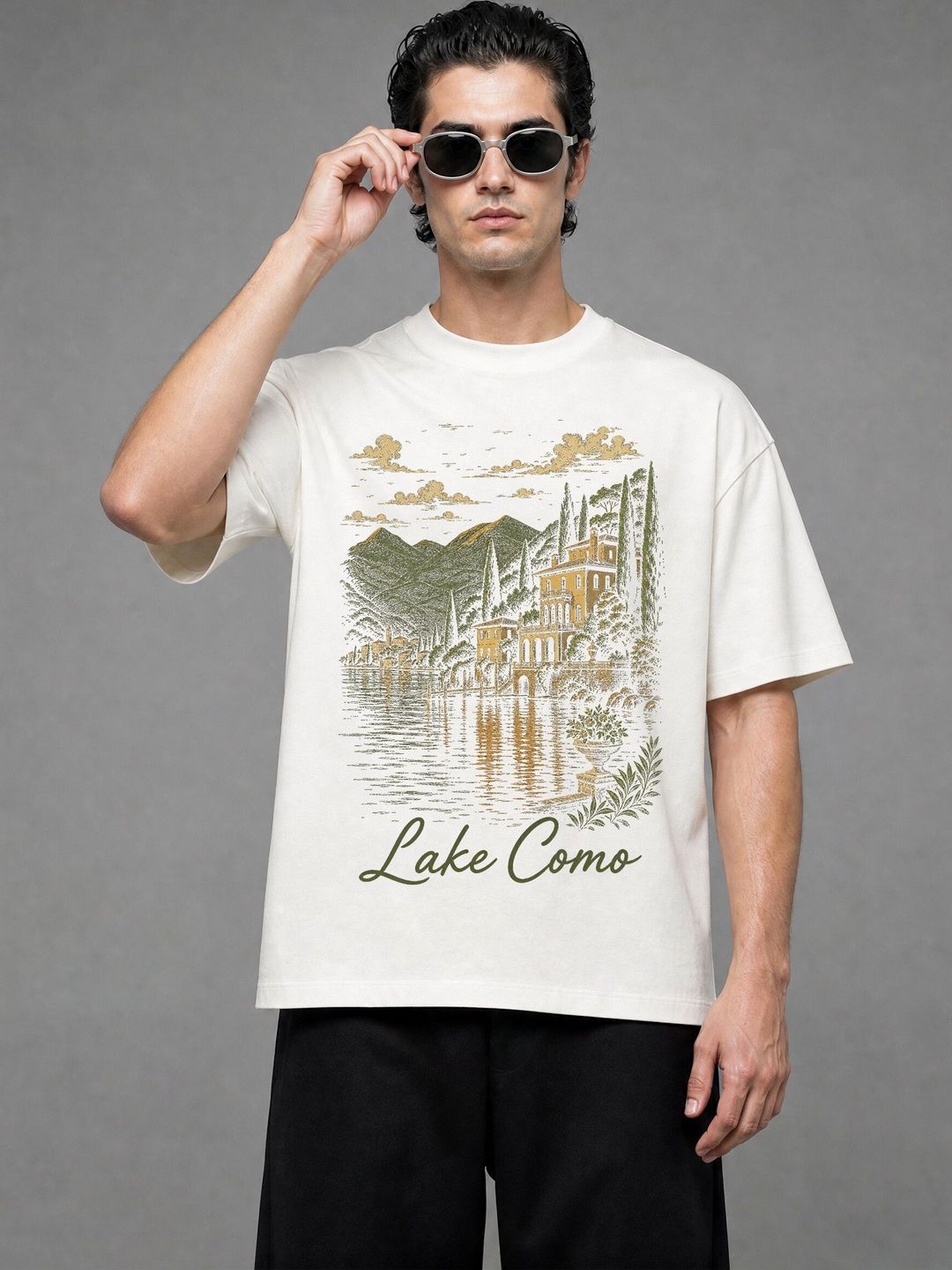 FARDA Unisex Printed Drop-Shoulder Sleeves T-shirt