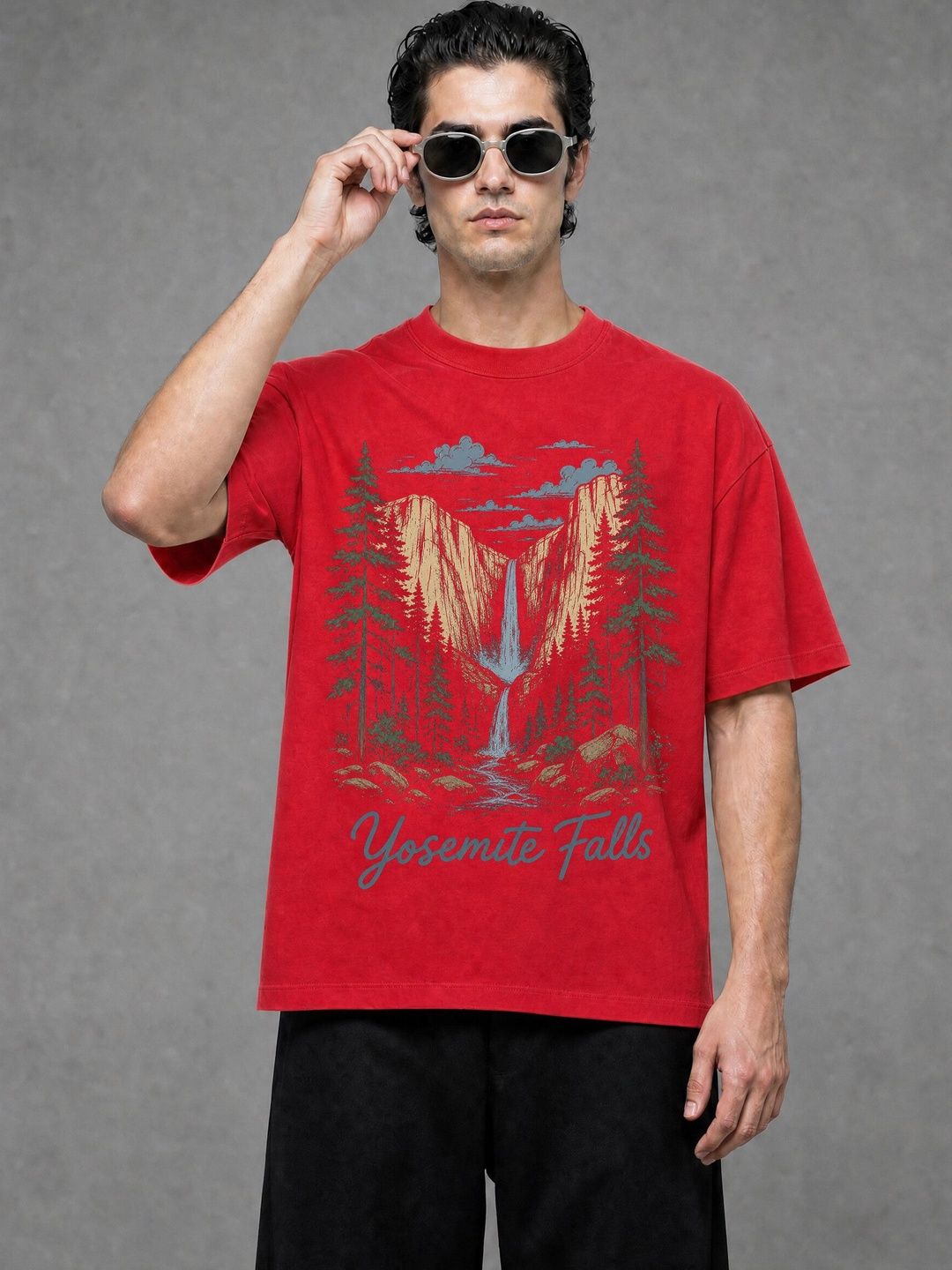 FARDA Unisex Printed Drop-Shoulder Sleeves T-shirt